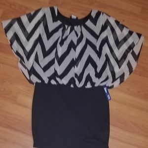 Beige and black dress